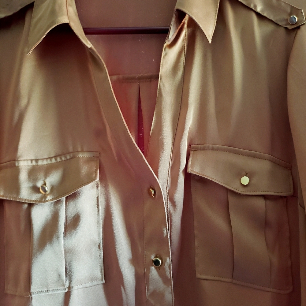 Satin Portofino Blouse Gold